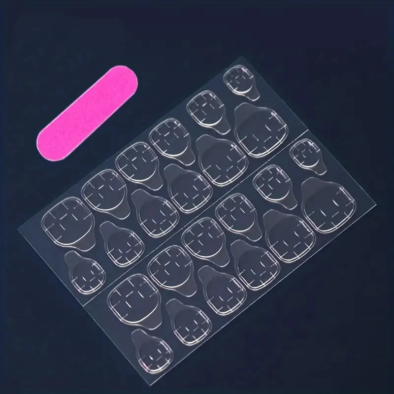 24 pieces of short square fake nails, featuring a halo dyed gradient heart and a colorful French design in European and American