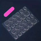 24 pieces of short square fake nails, featuring a halo dyed gradient heart and a colorful French design in European and American