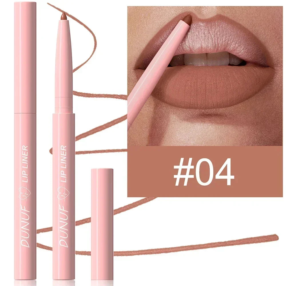 DUNUF 12 Color Velvet Matte Lipliner Pencil Waterproof Non-stick Cup Lipstick Nude Pink Lip Liner Outline Lips Contour Makeup