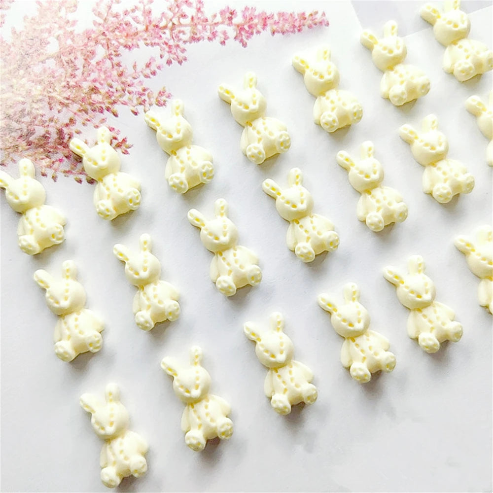 10Pcs Pink Gold Bear Nail Charms Japanese Cartoon Jewelry Nails Art Decoration 3D Rabbit Bear Manicure Accessories For Girl Lady