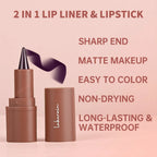 Matte Lip Makeup Kit 2pcs Waterproof Long Lasting Lip Liner and Lip Oil Combo Red Brown Pink Nude Tones Lipstick Set