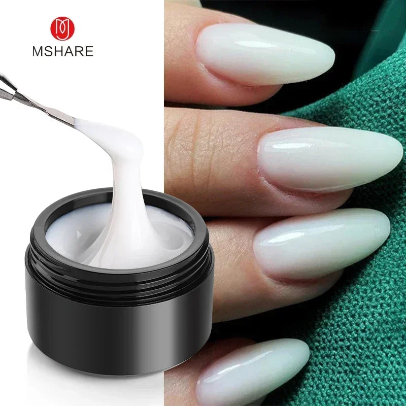 MSHARE 50ml Natural Nails Gel Builder Nalil Tpo Free Self Leveling Gel for Nail Extension Construction Pink Shade UV Led Gel