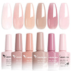 Venalisa Color Nail Gel Polish Kit  Jelly Pink Semi-transparent HEMA FREE Self Leveling Nude Natural Pink Nail Manicure Set