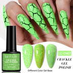 LILYCUTE 7ml Neon Crackle Gel Nail Polish Summer Fluorescent Quick Drying Semi Permanent UV Gel Nail Art Varnish DIY Manicure