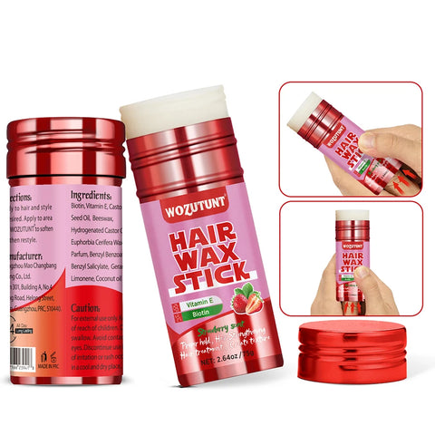 Strawberry Flavor Hair Wax Stick Vitamin E Smooth Dry Frizz Broken Hair Proper Hold Create Texture Styling Pomade for Women