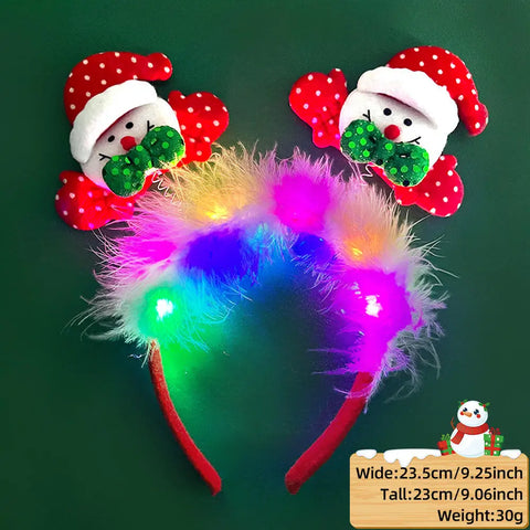 Christmas Hair Band Glowing Headband Xmas Tree Snowflake Hair Band Deer Horn Light Flashing Headwear Merry Christmas Gift
