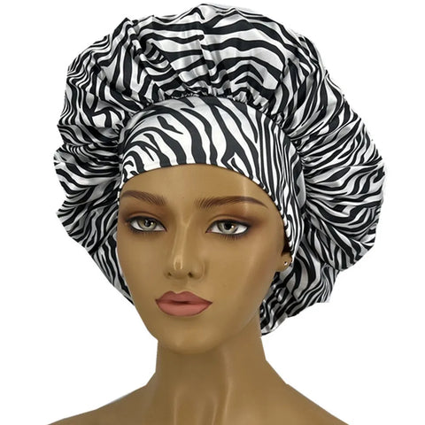 Leopard Print Bonnet for Women - Soft, Curl-Enhancing Sleep Cap with Wide Elastic Band, Unscented, Ideal for Dry & Textured Hai