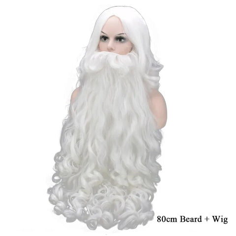 Soowee Christmas Costumes Santa Claus Wig and Beard Synthetic Hair Short SantaClaus Xmas Gift Cosplay Wigs