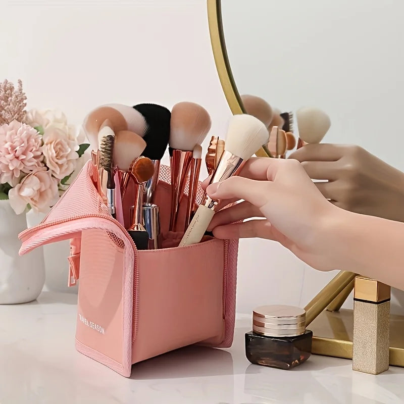 A Spacious Vertical Eyebrow Pencil Case, a Portable Organizer Bag for Makeup, Perfect for Women - Easy to Use And Carry.