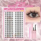140 Cluster Korean-Style False Lash Extension Kit – Perfect for Cosplay Makeup & Natural Long Wispy Cat Eyes!