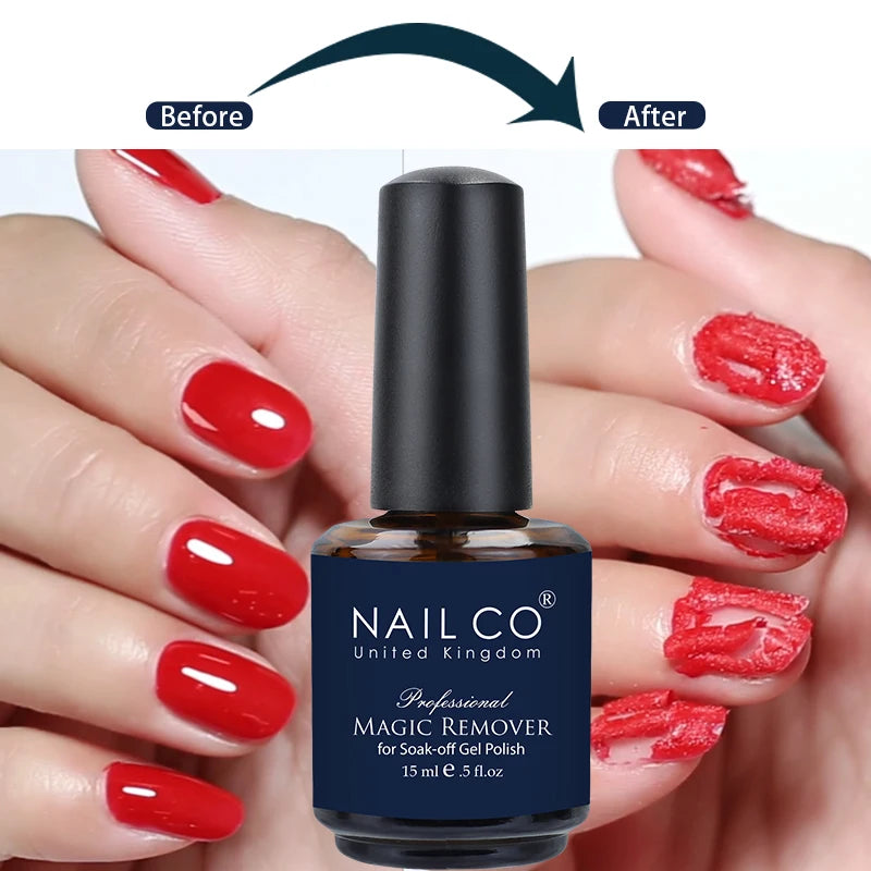 NAILCO 15ml Magic Fast Nail Gel Polish Remover Clean UV Soak Off Semi Permanent Varnish Nail Art Removal Tools Manicure Product