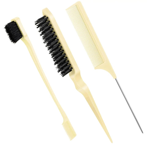 Hair Styling Comb Hair Brush Set, Teasing Edge Brush Rat Tail Comb For Curly/Straight/Wet/Dry/Long/Short Hair