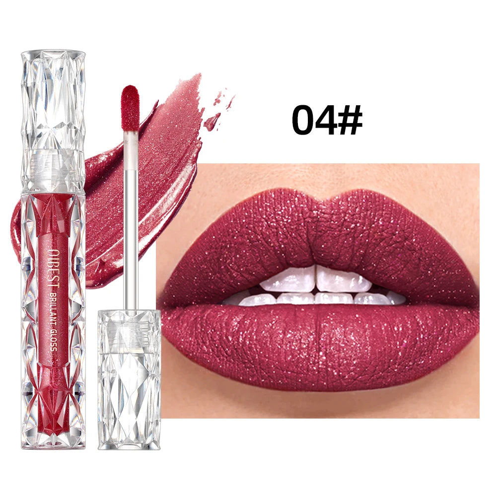 QIBEST Glitter Shimmer Liquid Lipstick High Quality Waterproof Lightweight Lip Gloss Lasting Lip Tint Makeup For Women Lip Stain