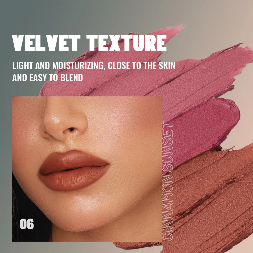 1PC Matte Velvet Lip Gloss - Highly Saturated Liquid Lip Mud, Non-Stick Long-Lasting Formula, 10-Shade Mixed Palette