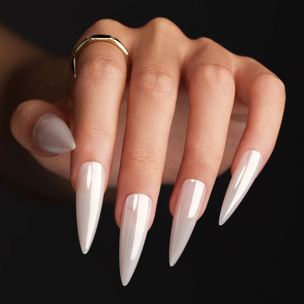 24pcs Long Pointed Fake Nail Patches Glossy Dark Black Cool Wearable Press ON Nails Solid Color Full Cover Artificial False Nail