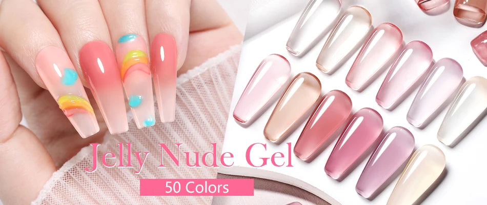 BORN PRETTY 250g Light Pink Jelly Gel Nail Polish Nude Milky White Peach Translucent Color UV LED Soak Off Nail Salon Varnish