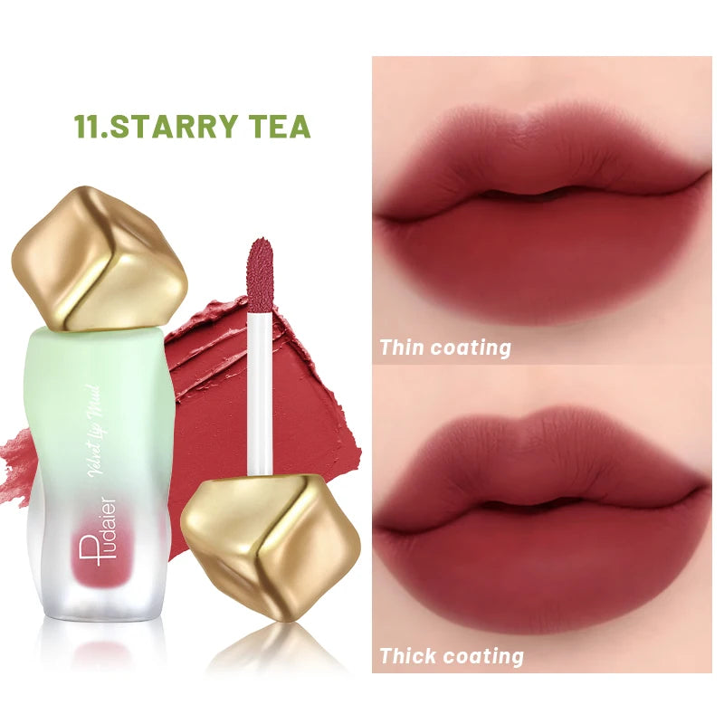 Matte velvet lip glaze, long-lasting waterproof non-sticky, smooth and easy to apply, smudge-proof, moisturizing cream formula