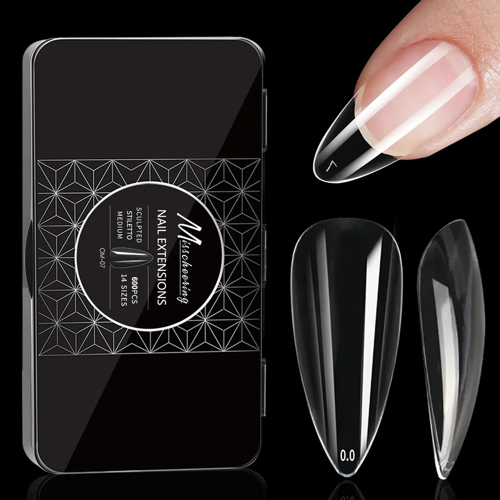 250/500/600pcs Soft Gel False Tips Natural Sculpted Ballet Coffin Almond Fake Nails Full Cover Press On Nails DIY Nail Supplies