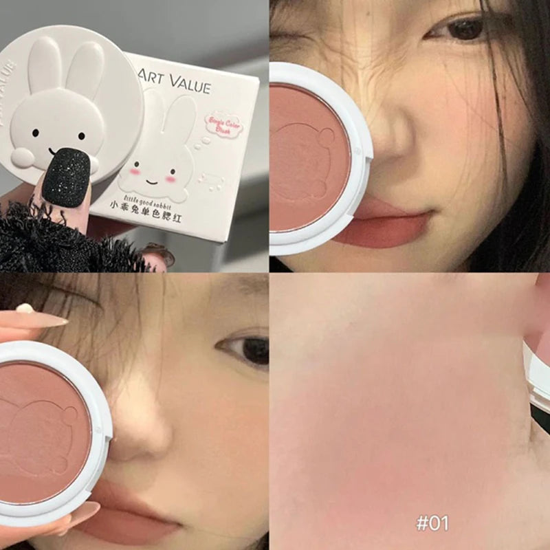 Little rabbit monochromatic blush, pseudo-plain makeup, low saturation ash powder, makeup, makeup and tender rouge