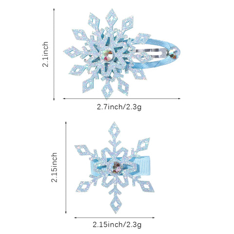 2pcs Princess Snowflake Hair Clips for Women And Girls Winter Cartoon Cosplay Hairpins Lovely Hair Accessories Christmas Gift