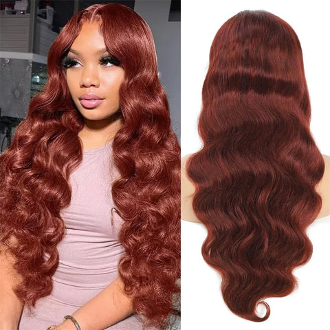 Reddish Brown 13x6 Lace Frontal Wig Brazilian Colored 13x4 Body Wave Human Hair Wigs Hd Transparent 4x4 5x5 Closure Wig 40 Inch