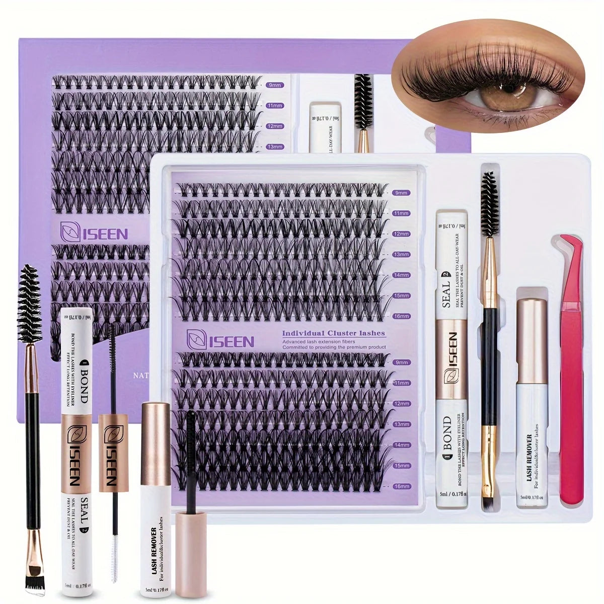 Eyelash Clusters Kit Large Capacity Wispy Individual Lashes Natural DIY Cluster Eyelash Extensions Makeup Tool