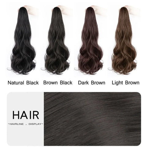 Synthetic Long Straight Claw Clip On Ponytail Hair Extensions 50cm Heat Resistant Pony Tail Hair piece For Women Daily Party