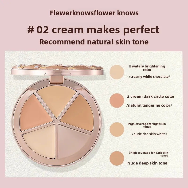 Sweetie Bear 4-Color Concealer Palette Flower Knows Face Makeup Set Spot Correcting Highlighting Contouring Beauty Makeup Tool