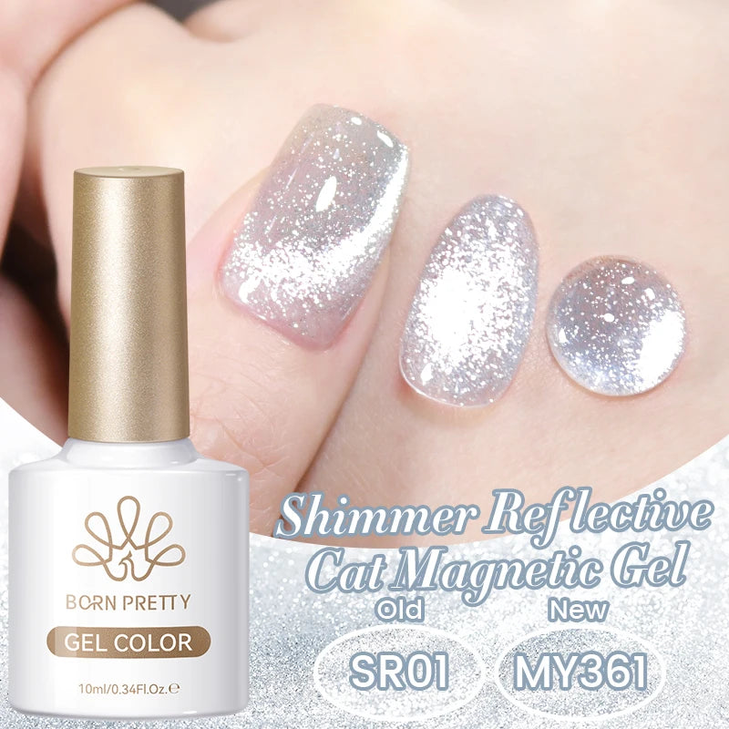 BORN PRETTY 10ml Dark Red Cat Magnetic Gel Nail Polish for Winter Nails DIY Jelly Glass Silver-Light Varnis Semi Permanent