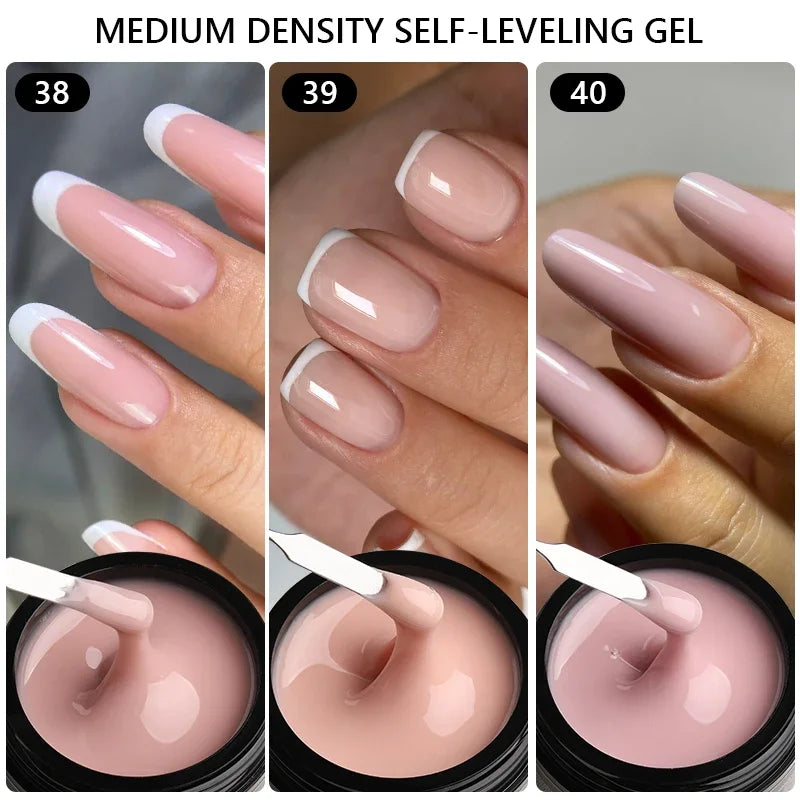 MSHARE 50ml Natural Nails Gel Builder Nalil Tpo Free Self Leveling Gel for Nail Extension Construction Pink Shade UV Led Gel