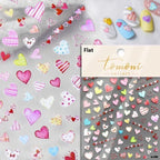 5D Gradient Love Gem Glitter Love Heart Colorful Cat's Eye Rhinestone Soft Self Adhesive Nail Art Stickers Shiny Manicure Decals