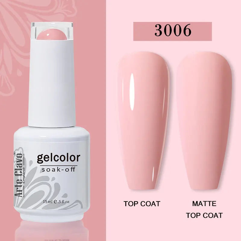 Arte Clavo Transparent Nude Pink Color Jelly Gel Nail Polish Semi Permanent 15ml Top Coat Soak Off UVLED Varnish Nail Art Design