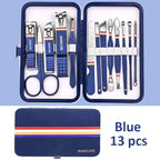 9-19pcs/set Nail Cutter Set Stainless Steel Nail Clippers Set With Folding Bag Manicure Kits Scissors Makeup Beauty Tool