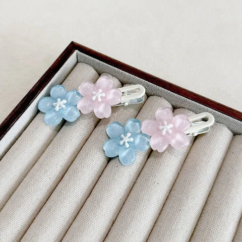 Cute Jelly Cherry Blossom Hair Clip Romantic Kawaii Hairpin for Girls Bangs & Side Hair Accessories Korean Style Duckbill Clips