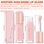 Glitter Lip Gloss Lipstick, Lip Tint Moisturizing Hydrating Long Lasting  Non-Stick Cup Waterproof Nude Lip Plumper High Pigment