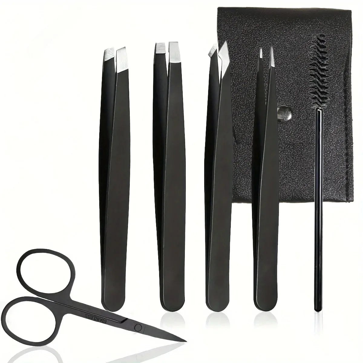4/6/7pcs Professional Facial Hair Removal Grooming Set with Curved Scissors, Eyebrow Tweezers, Lash Brush, Eyebrow Clip Eyelash