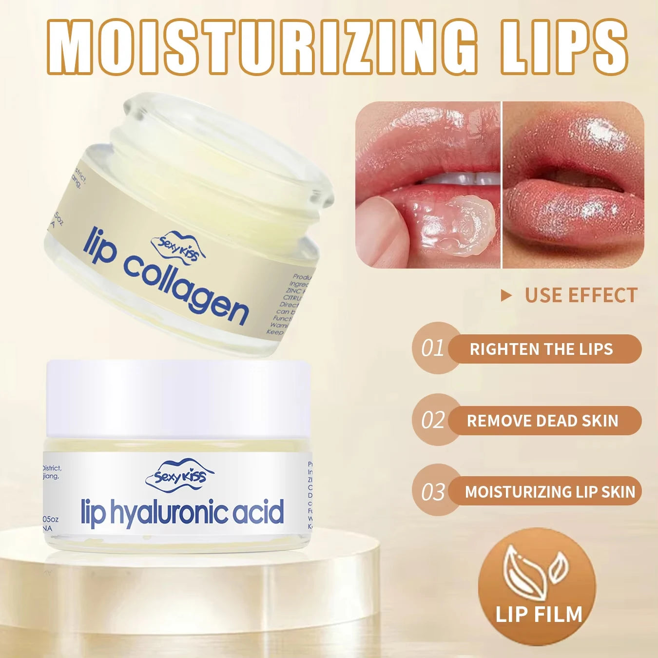 Lip collagen sleeping lip mask 20g silicone lip brush deep moisturizing long-lasting moisturizing exfoliation brightening smooth