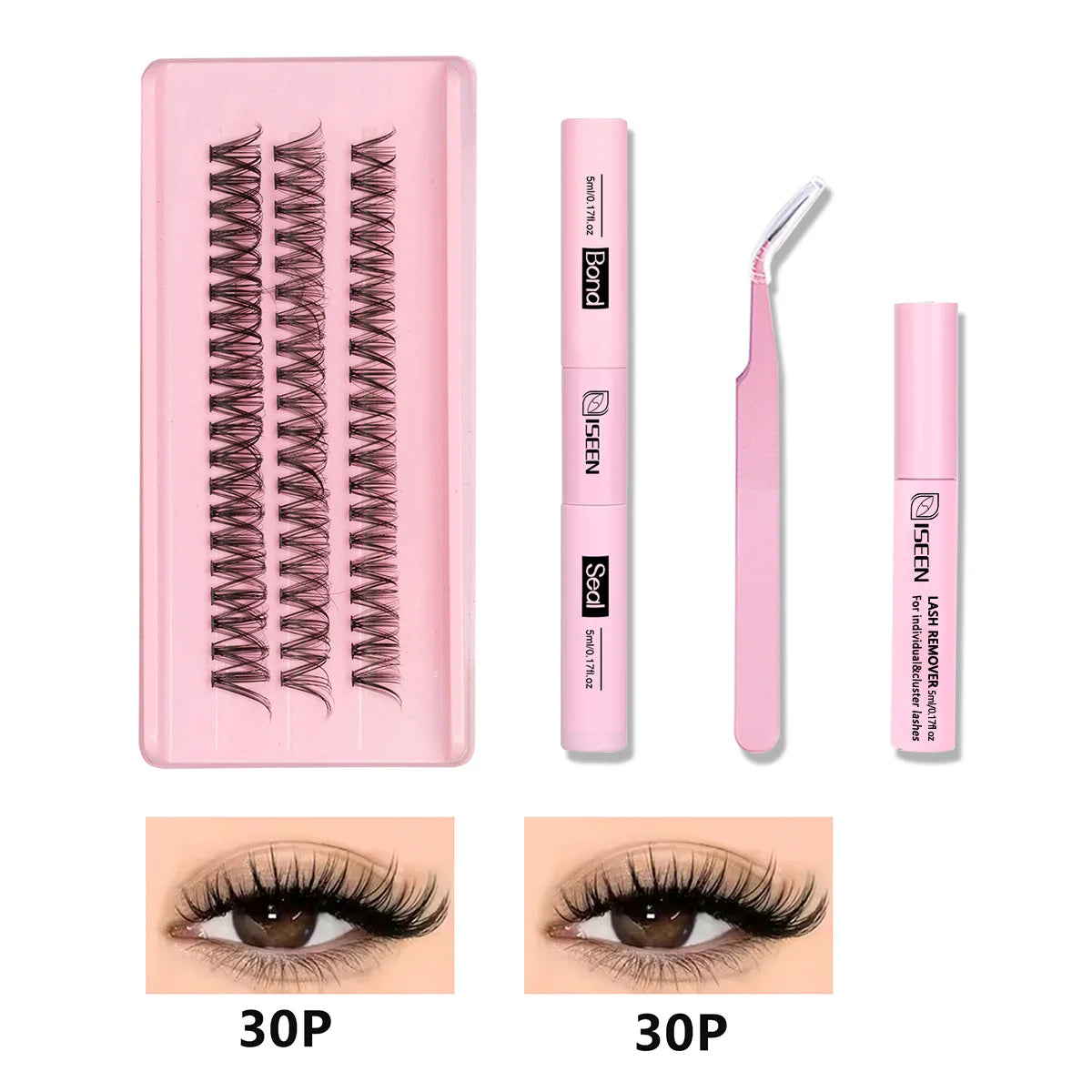 Eyelash Clusters Kit Large Capacity Wispy Individual Lashes Natural DIY Cluster Eyelash Extensions Makeup Tool
