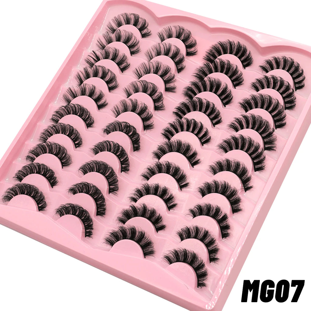 GROINNEYA 5/20 Pairs Russian Strip Lashes DD Curl False Eyelashes Natural Lashes Strips Curl Pack 4 Styles Eyelashes Extensions