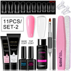 Poly Nail Gel Set for Extension Nails, Long Lasting, Natural-looking, Strong Builder Enhancement for Salon Manicure DIY at Home