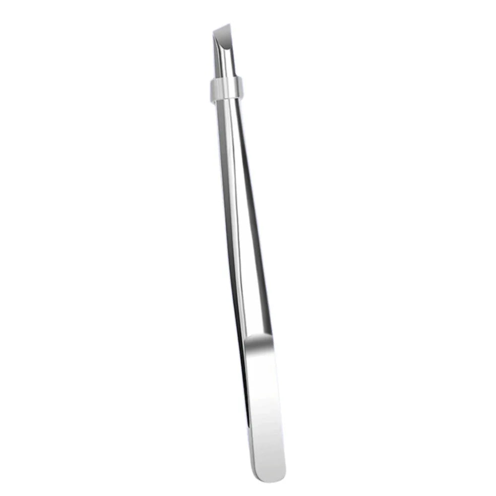 Stainless Steel Eyebrow Tweezers Flat Slant Tip High Precision Facial Hair Tweezers False Eyelashes Tweezers Beard Clip