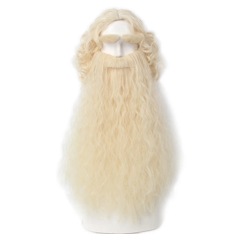 REEWES Christmas Santa Claus Beard Cosplay Wig Set Heat Resistant Synthetic Hair Carnival Halloween Party