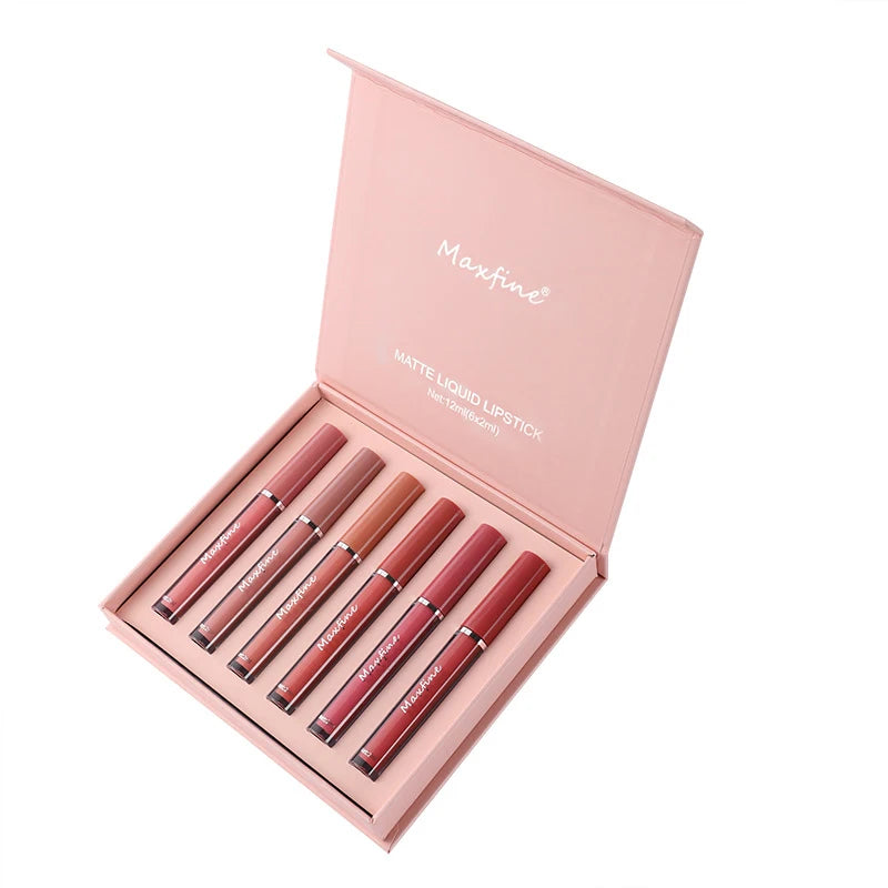6 Color Matte Lip Gloss Set Moisturizes Long Lasts Water Proofs Sweat Proofs Non Transfer Liquid Lipstick 1pcs