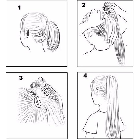 24Inch Synthetic Long Straight Claw Clip On Ponytail Hair Extensions Heat Resistant Ponytail Blonde Black Hairpiece for Women