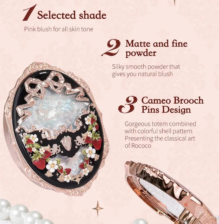 Flower Knows Strawberry Rococo Series Embossed Blush Fine Powder Makeup Smooth Long-Lasting Blusher Face Enhancing Makeup Color
