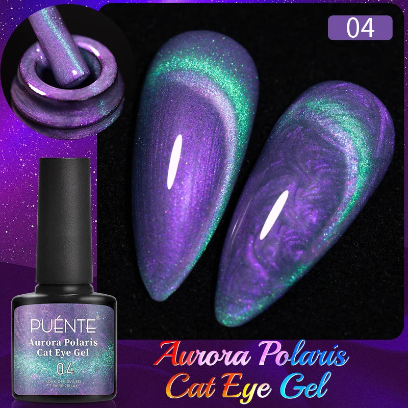 PUETNE 7.5ML Amber Moonlight Cat Magnetic Gel Nail Polish Winter Nails Jelly Glass Cat Eye Soak Off UV Semi-Permanent Varnish