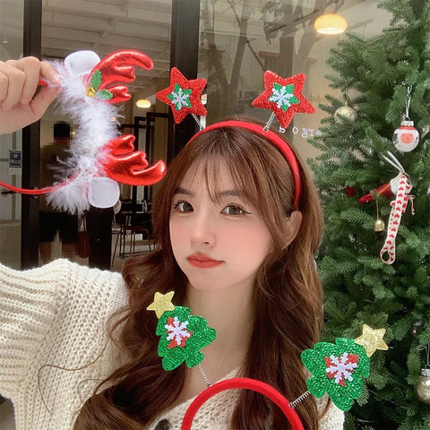 Christmas Pentagram Headbands Gift Xmas Hair Accessories Cute Headband Cosplay Girls Hairband Merry Christmas Decorations