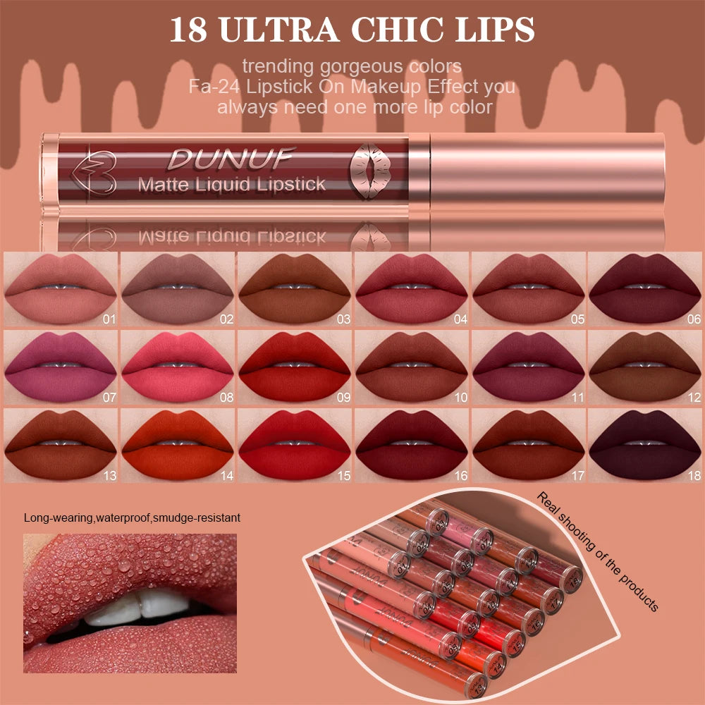 DUNUF Lip Gloss And Lip Oil Set 2-Piece Long-Lasting Waterproof Matte Moisturizing Non-Fading Lipstick Collection