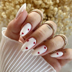 24 PCs Short Square French Heart Simple Nails with 1 Jelly Glue and 1 Nail File