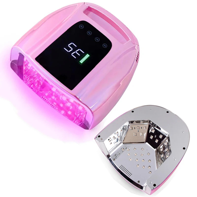 96W Mirror Reflective Nail Lamp with Metal Pad Cordless Manicure Dryer Wireless UV Light for Nails Rechargeable Nail UV LED Lamp